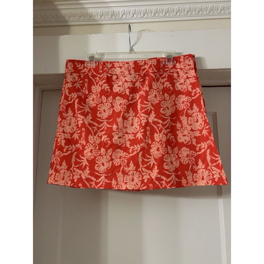 RIPSKIRT Orange Floral Beach Coverup Wrap Skirt Size Large Adjustable Quick Dry